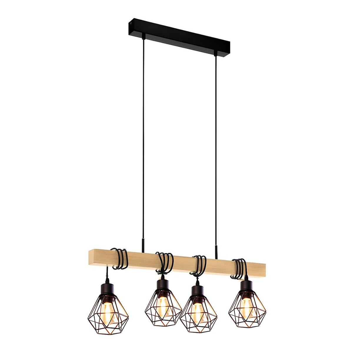 Industrial 3-Light Geometric Cage Island Pendant Light Image - 8