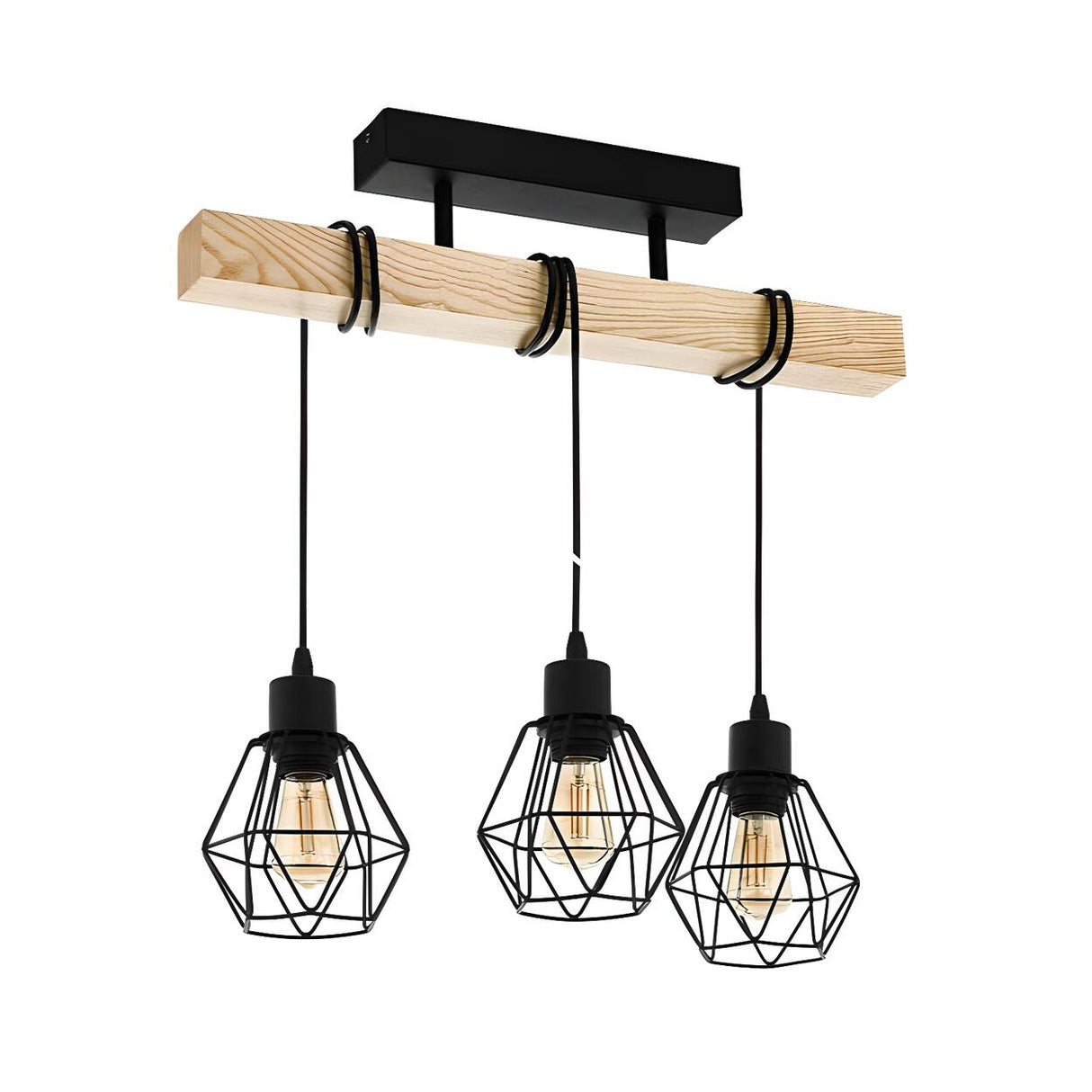 Industrial 3-Light Geometric Cage Island Pendant Light Image - 9