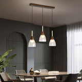 Industrial 3-Light Glass Cone Island Pendant Light Image - 1