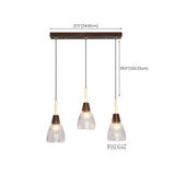 Industrial 3-Light Glass Cone Island Pendant Light #size