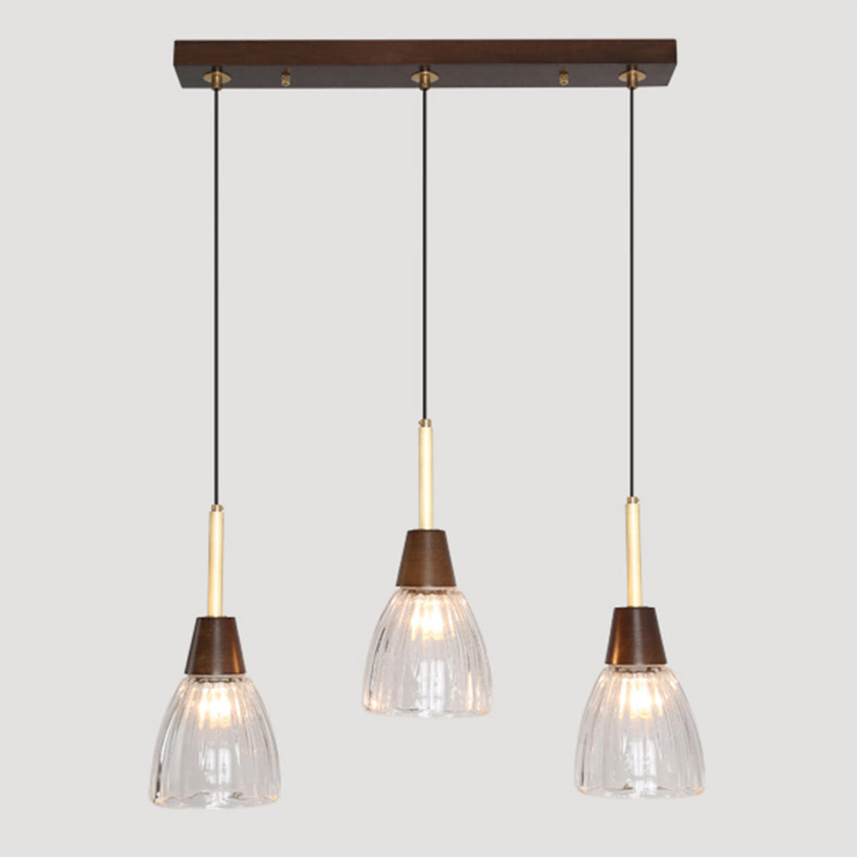 Industrial 3-Light Glass Cone Island Pendant Light Image - 7