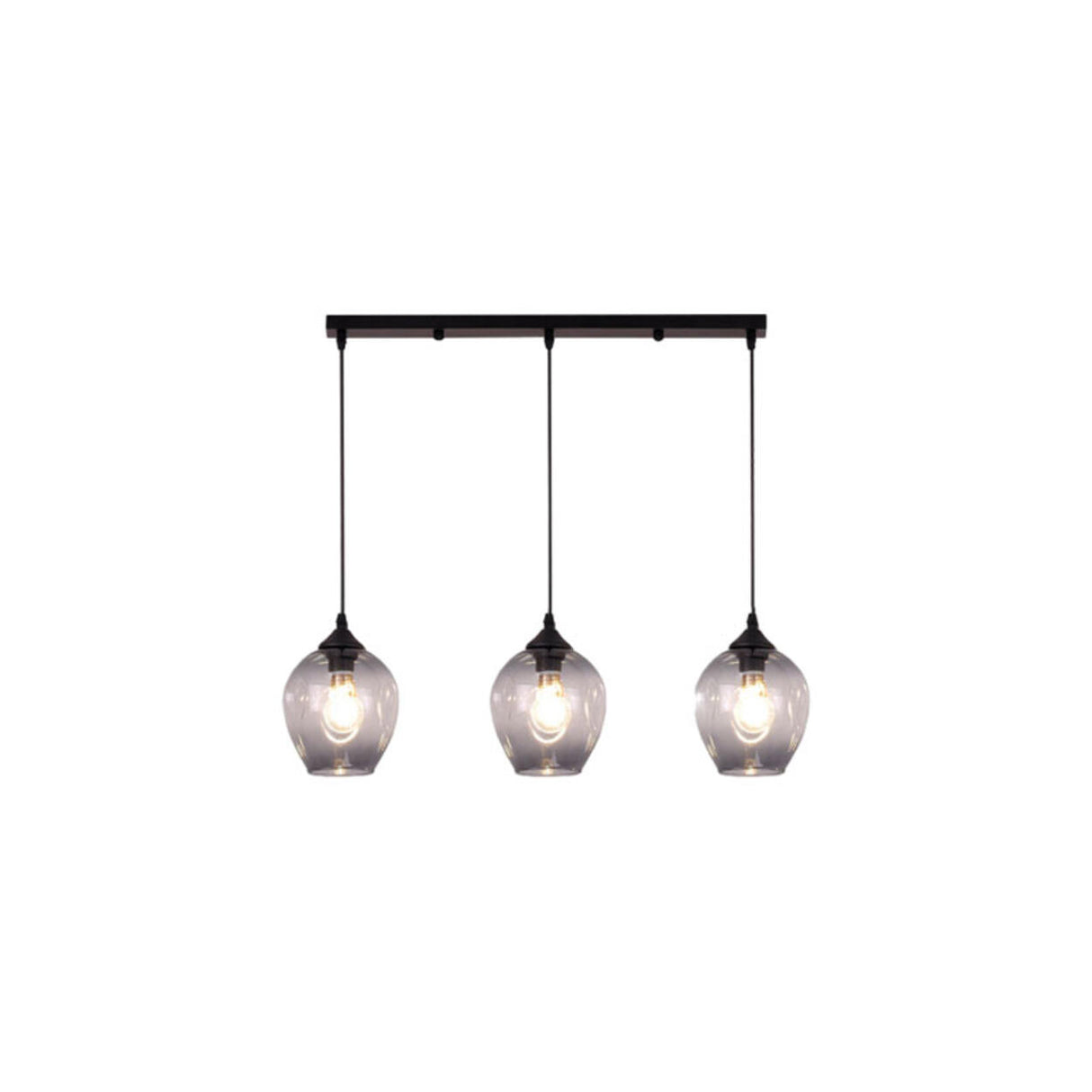 Industrial 3-Light Gray Oval Island Pendant Light Image - 5