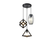 Industrial 3 Light Metal Black Cube Pendant Light Image - 3