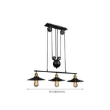 Industrial 3-Light Pulley Cone Island Hanging Light #size