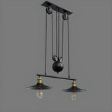 Industrial 3-Light Pulley Cone Island Hanging Light Image - 6