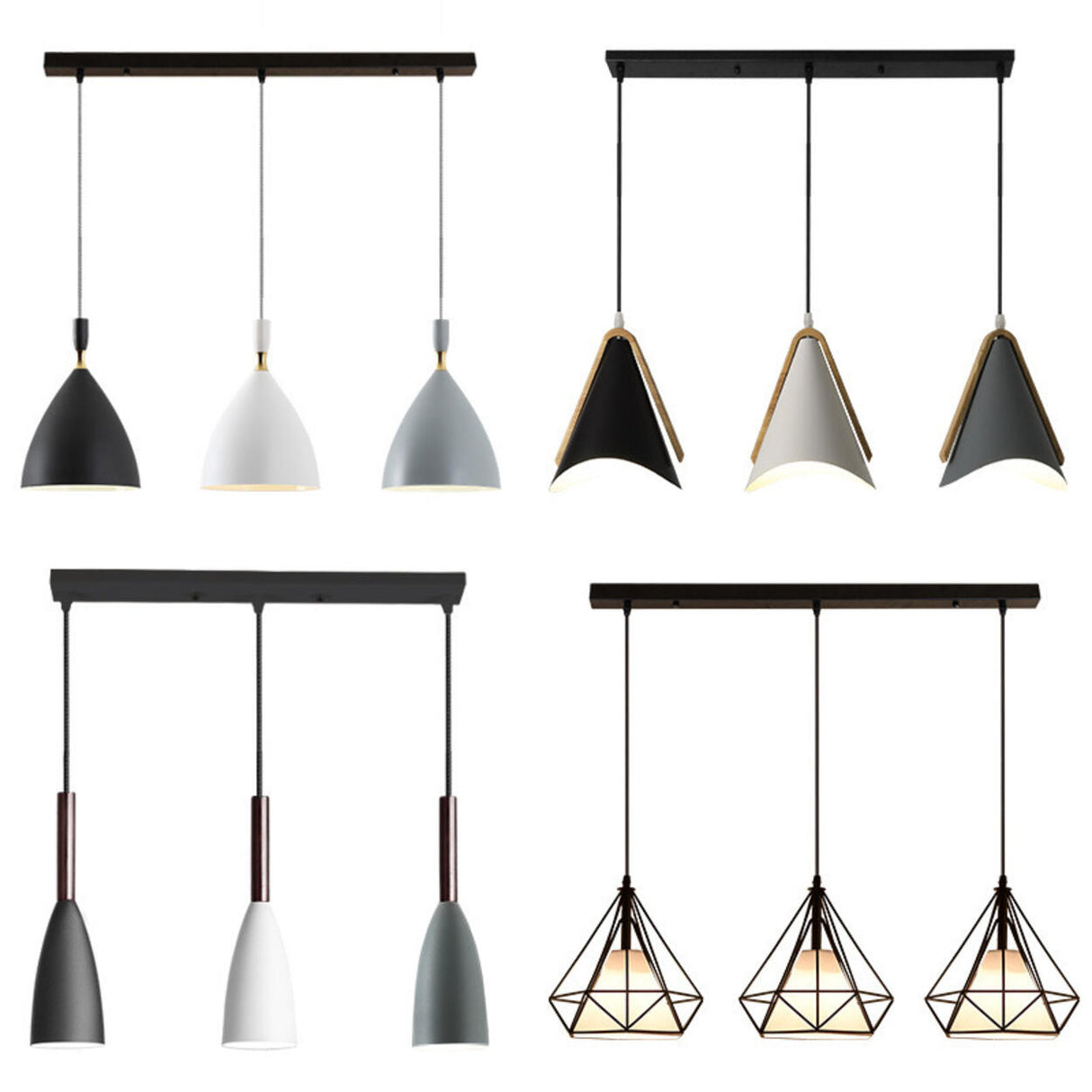 Industrial 3-Light Pyramid Cage Island Pendant Light Image - 5