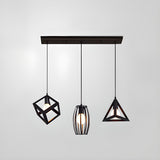 Industrial 3-Light Pyramid Cage Island Pendant Light Image - 6