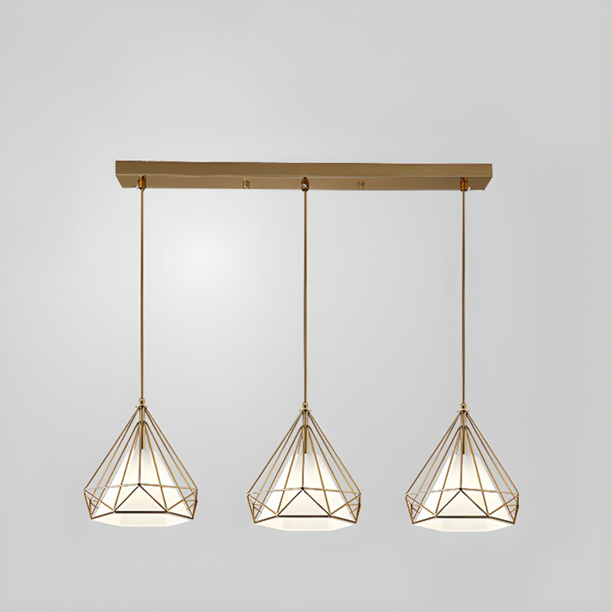 Industrial 3-Light Pyramid Cage Island Pendant Light Image - 9