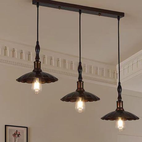 Industrial 3-Light Scalloped Island Pendant Light Image - 2