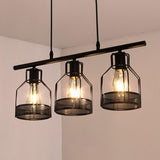 Industrial 4-Light Black Cage Island Pendant Light Image - 10