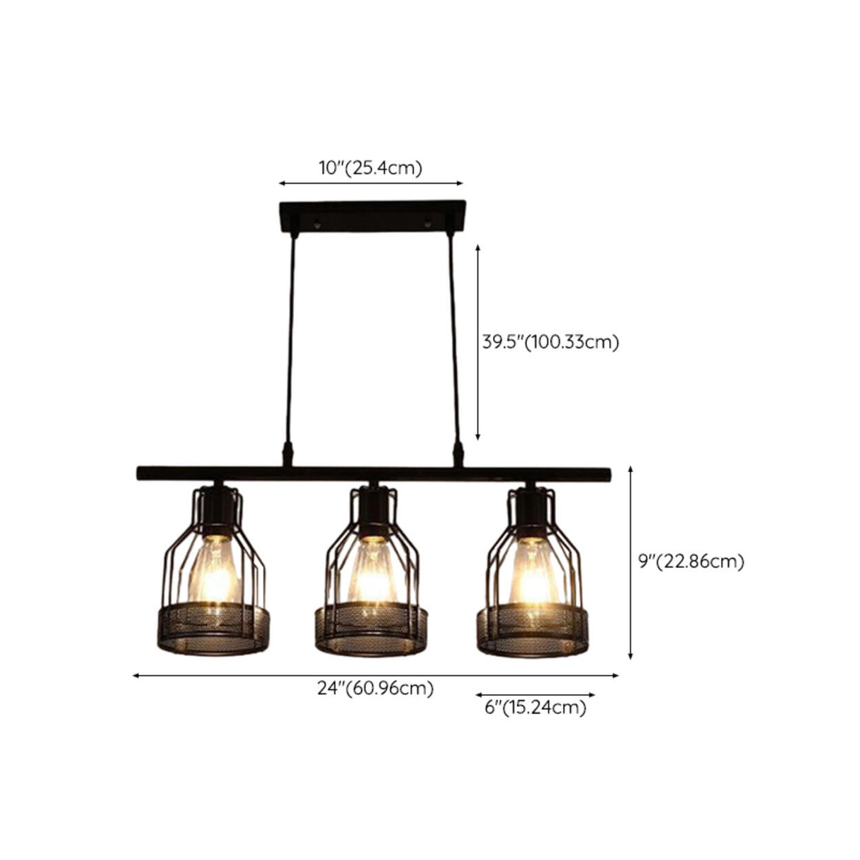 Industrial 4-Light Black Cage Island Pendant Light Image - 21