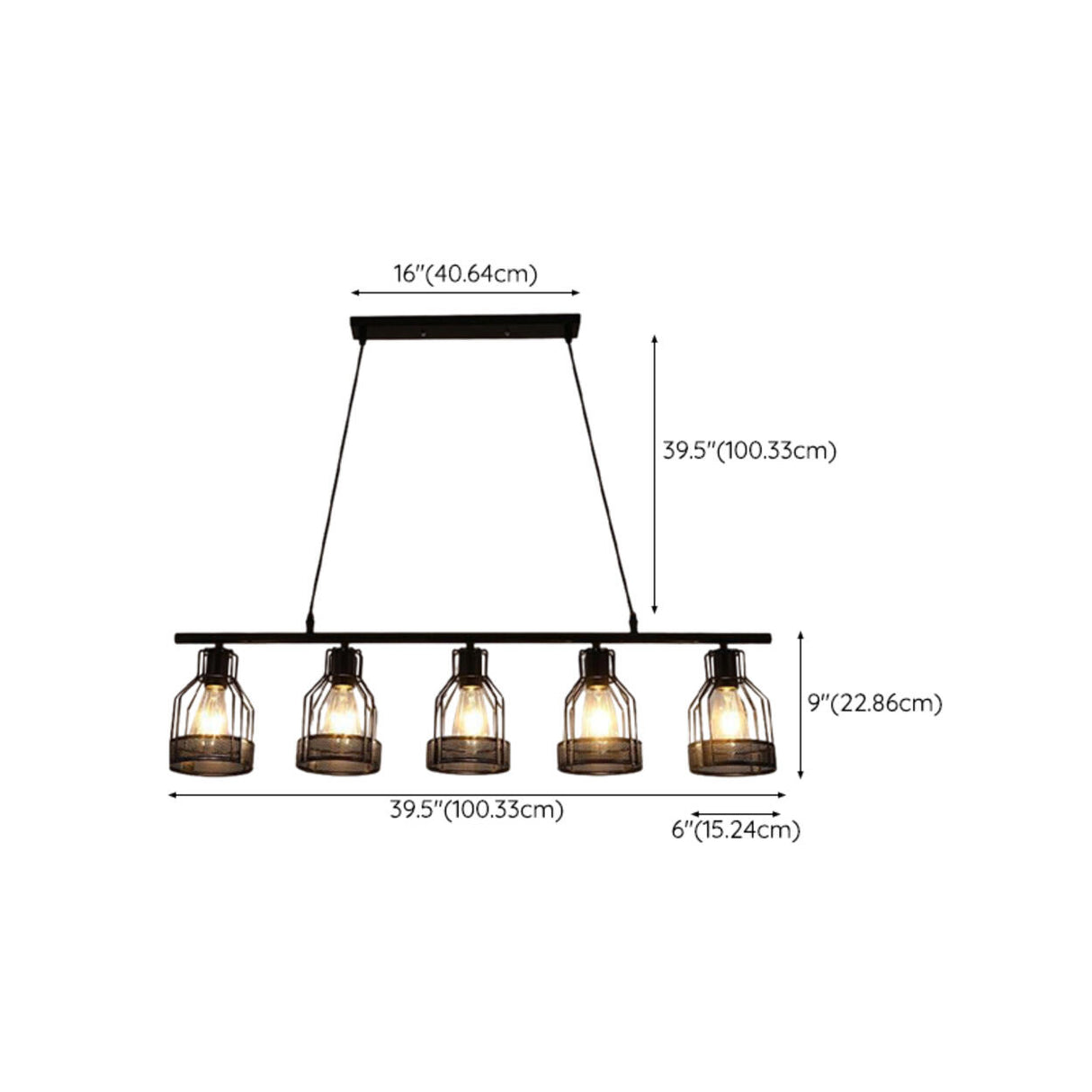 Industrial 4-Light Black Cage Island Pendant Light Image - 23