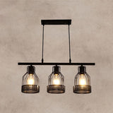 Industrial 4-Light Black Cage Island Pendant Light Image - 3