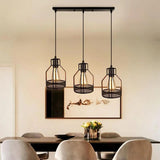 Industrial 4-Light Black Cage Island Pendant Light Image - 8