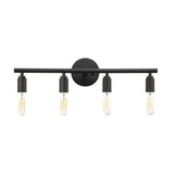 Industrial 4-Light Black Cylinder LED Vanity Light Image - 5