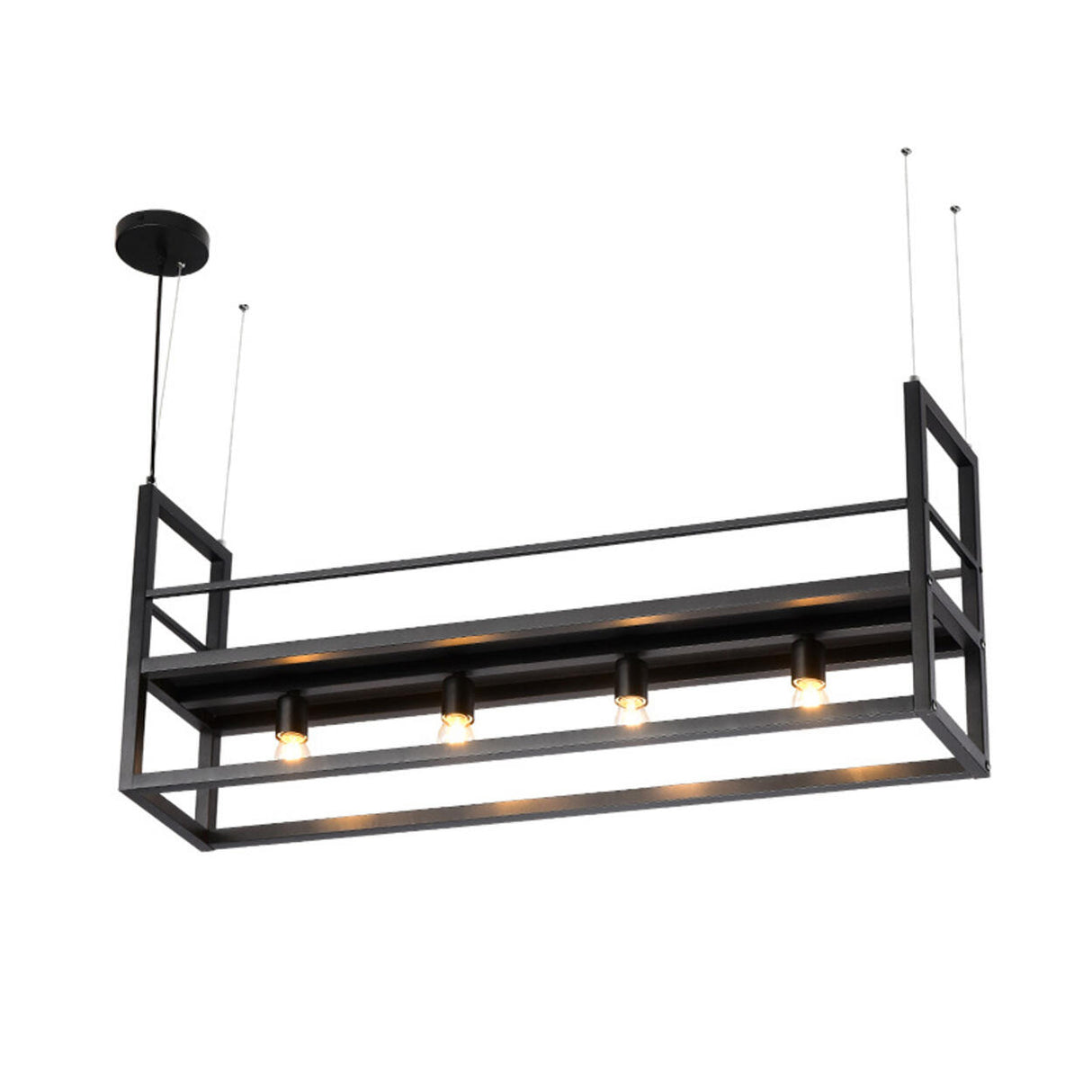 Industrial 4-Light Rectangular Island Pendant Light Image - 5