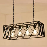 Industrial 6-Light Cage Rectangular Island Lights Image - 12