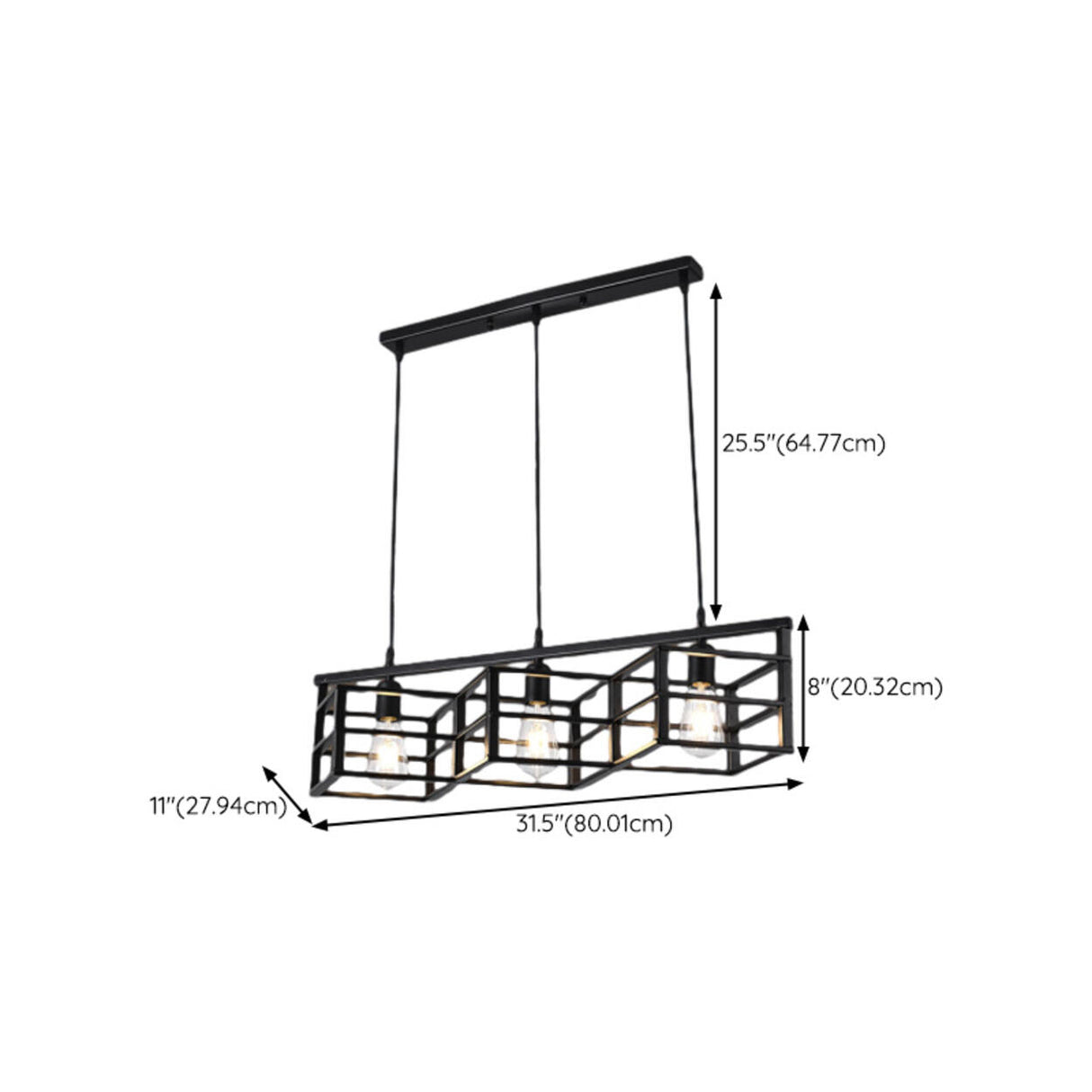 Industrial 6-Light Cage Rectangular Island Lights 