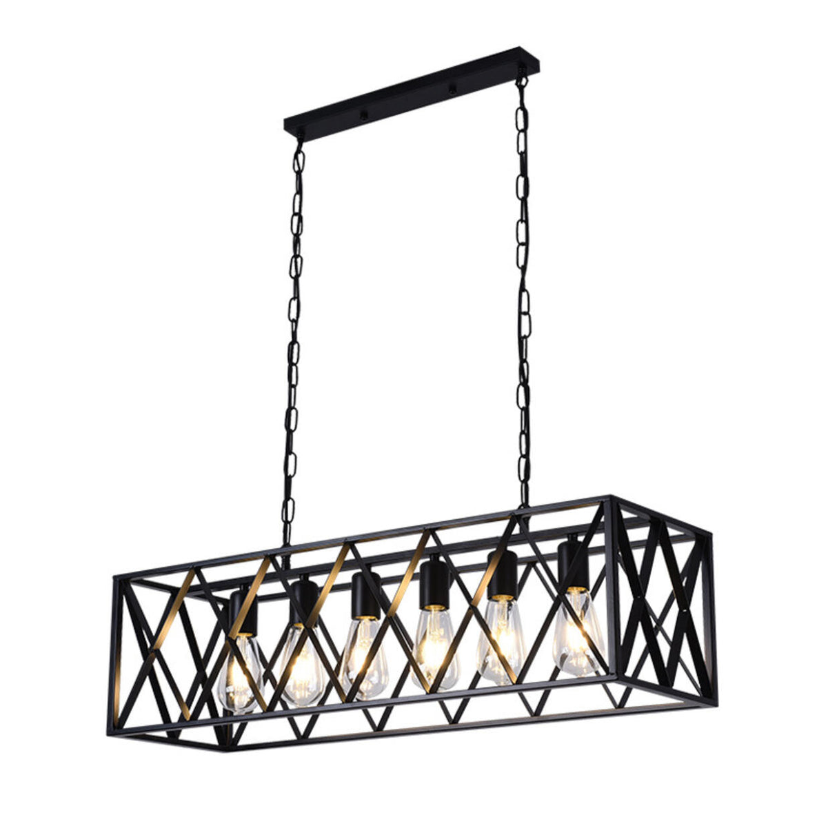 Industrial 6-Light Cage Rectangular Island Lights Image - 5