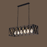 Industrial 6-Light Cage Rectangular Island Lights Image - 7