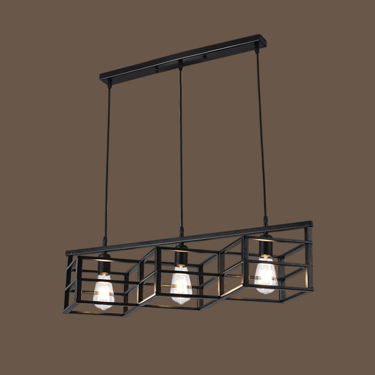 Industrial 6-Light Cage Rectangular Island Lights Image - 8