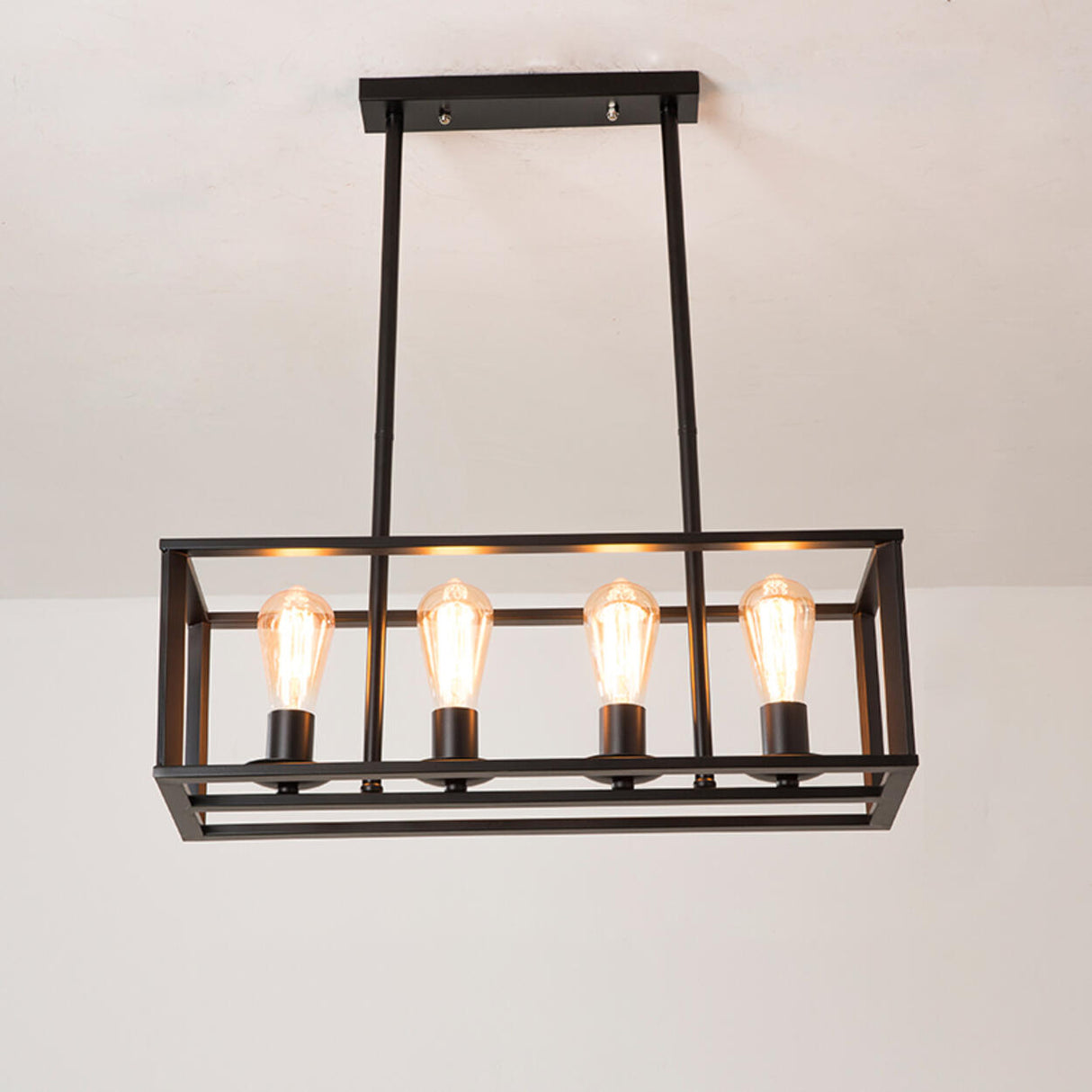 Industrial Adjustable Black Box Island Ceiling Light Image - 7