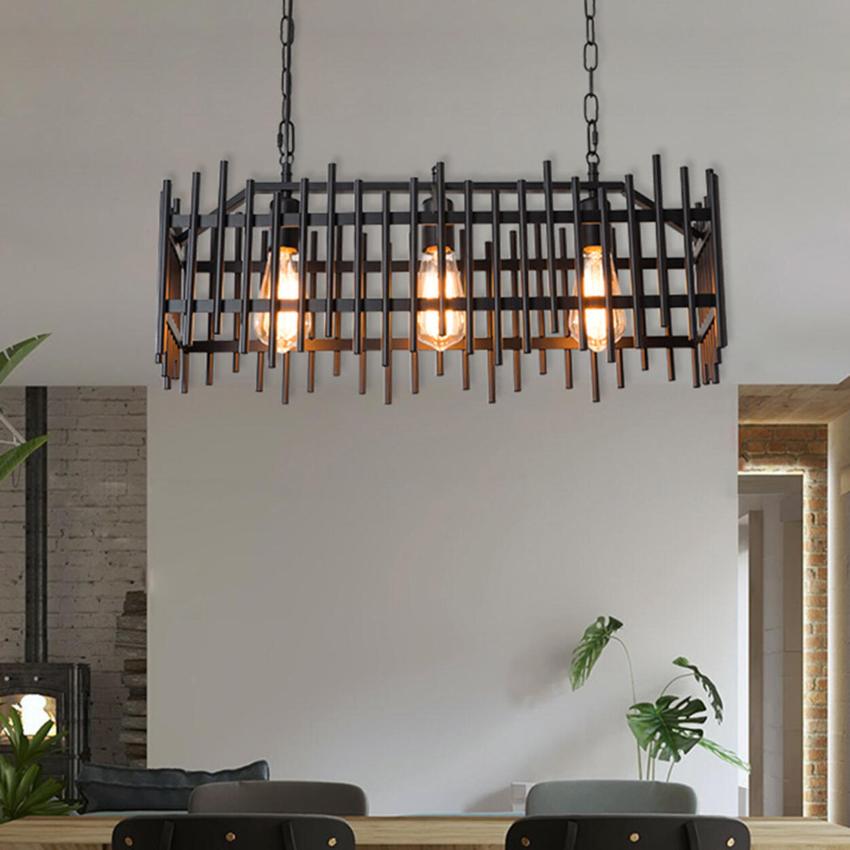 Industrial Adjustable Black Box Island Ceiling Light Image - 8