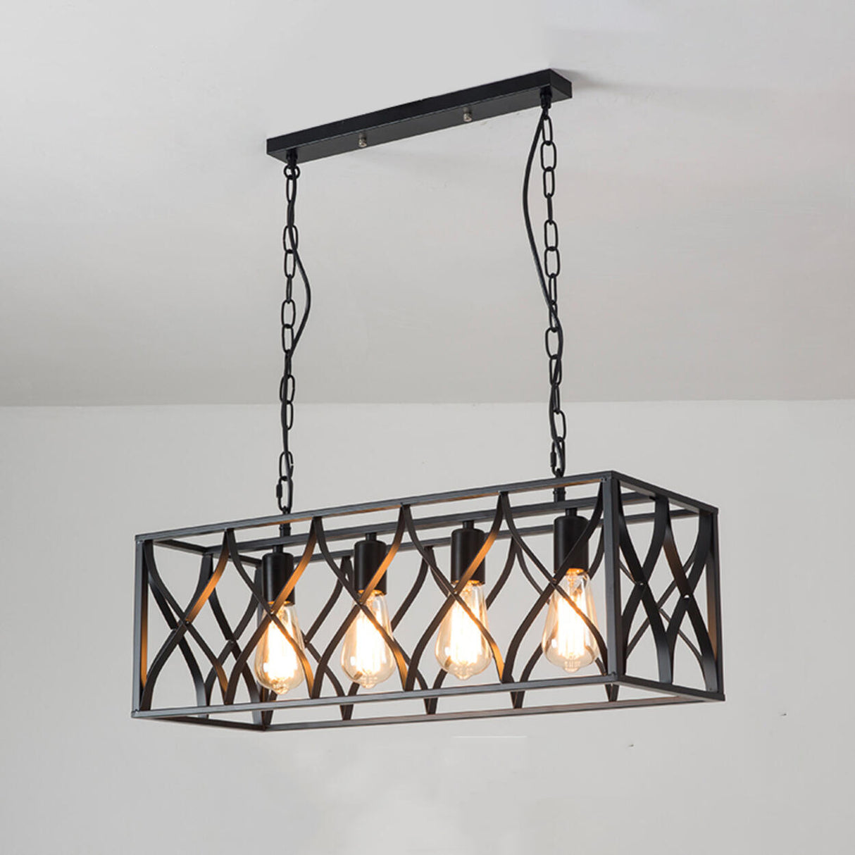 Industrial Adjustable Black Box Island Ceiling Light Image - 9