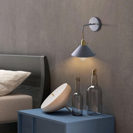 Industrial Adjustable Cone LED Bedside Wall Sconce Image - 1