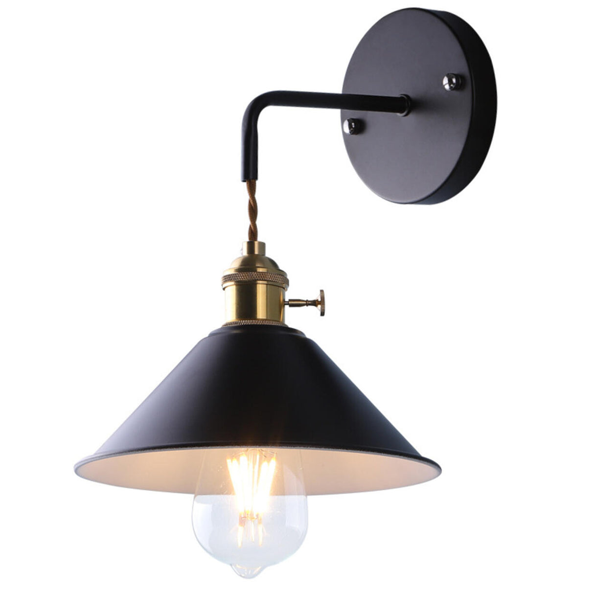 Industrial Adjustable Cone LED Bedside Wall Sconce Image - 10