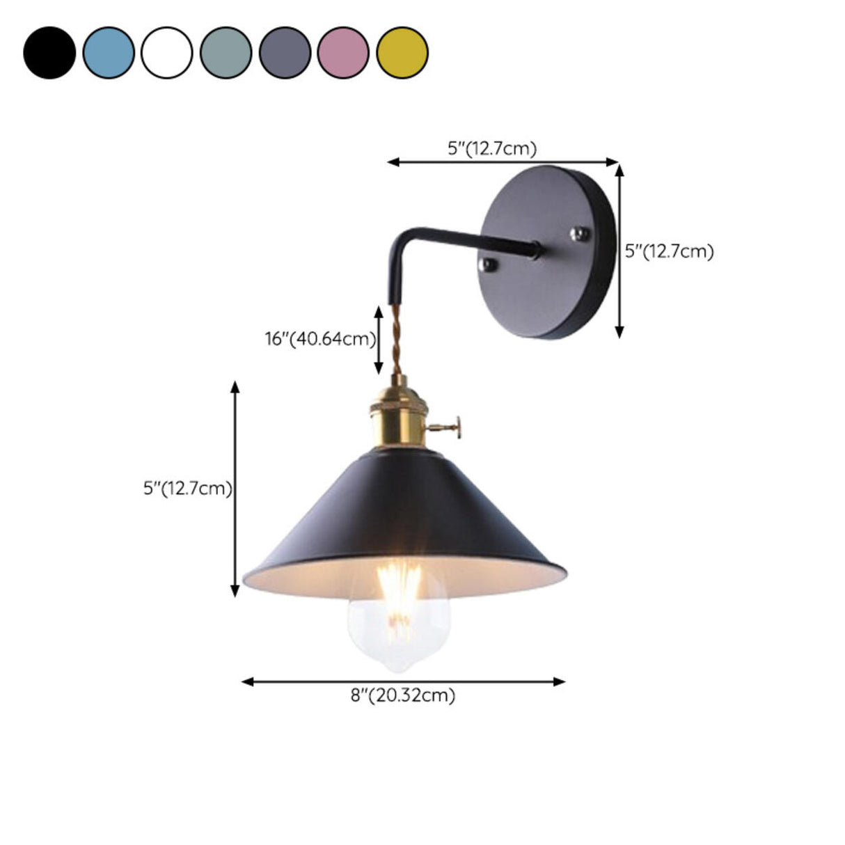 Industrial Adjustable Cone LED Bedside Wall Sconce 