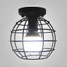 Industrial Aisle Black Globe Cage Flush Mount Light Image - 2