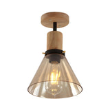 Industrial Amber Glass Cone Semi-Flush Mount Light Image - 4