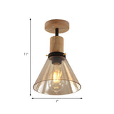 Industrial Amber Glass Cone Semi-Flush Mount Light Image - 5