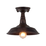 Industrial Balcony Barn Iron Semi-Flush Mount Light Image - 12