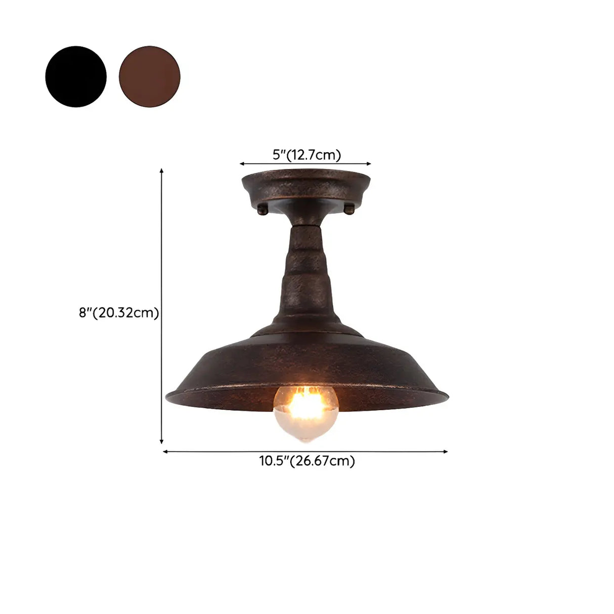 Industrial Balcony Barn Iron Semi-Flush Mount Light 