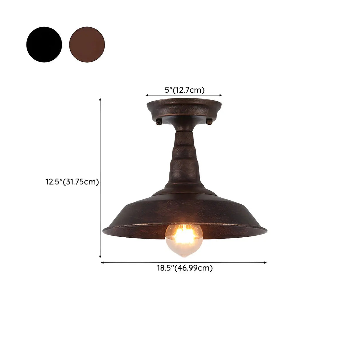 Industrial Balcony Barn Iron Semi-Flush Mount Light Image - 15