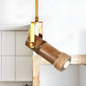 Industrial Bamboo Wood Adjustable Semi-Flush Mount Lamp Image - 1