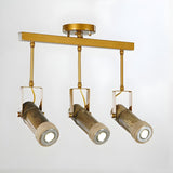 Industrial Bamboo Wood Adjustable Semi-Flush Mount Lamp Image - 16