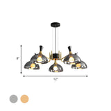 Industrial Bedroom Dome Black and Gold Round Chandelier Image - 4