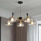 Industrial Bedroom Dome Black and Gold Round Chandelier Image - 7