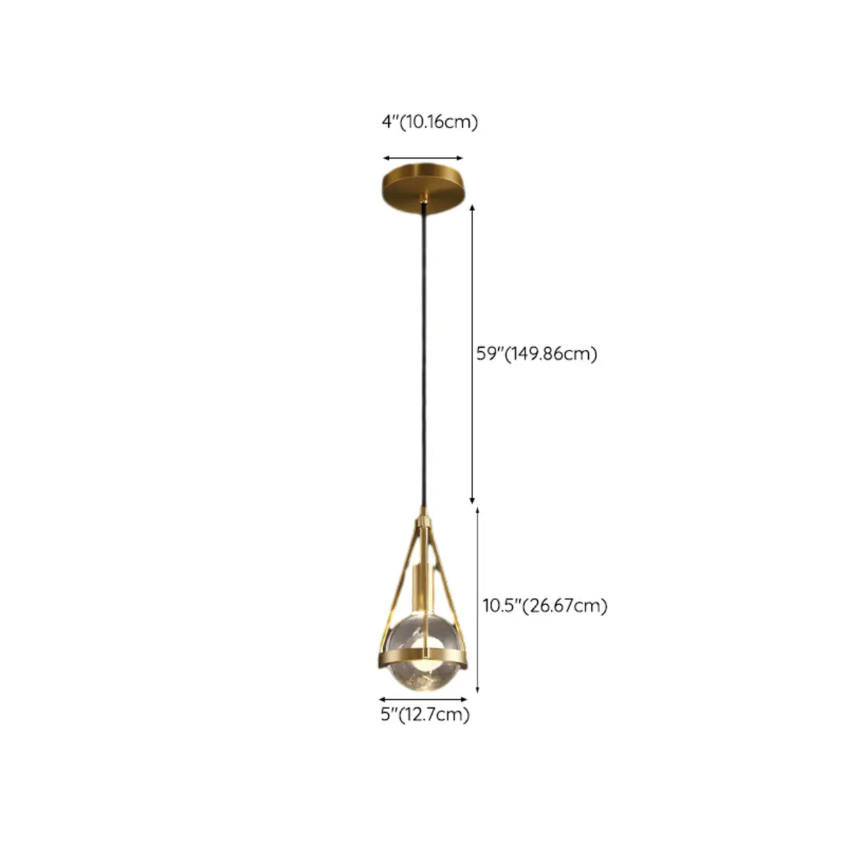 Industrial Bedroom Gold Clear Crystal Globe Pendant Light 