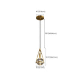 Industrial Bedroom Gold Clear Crystal Globe Pendant Light #size