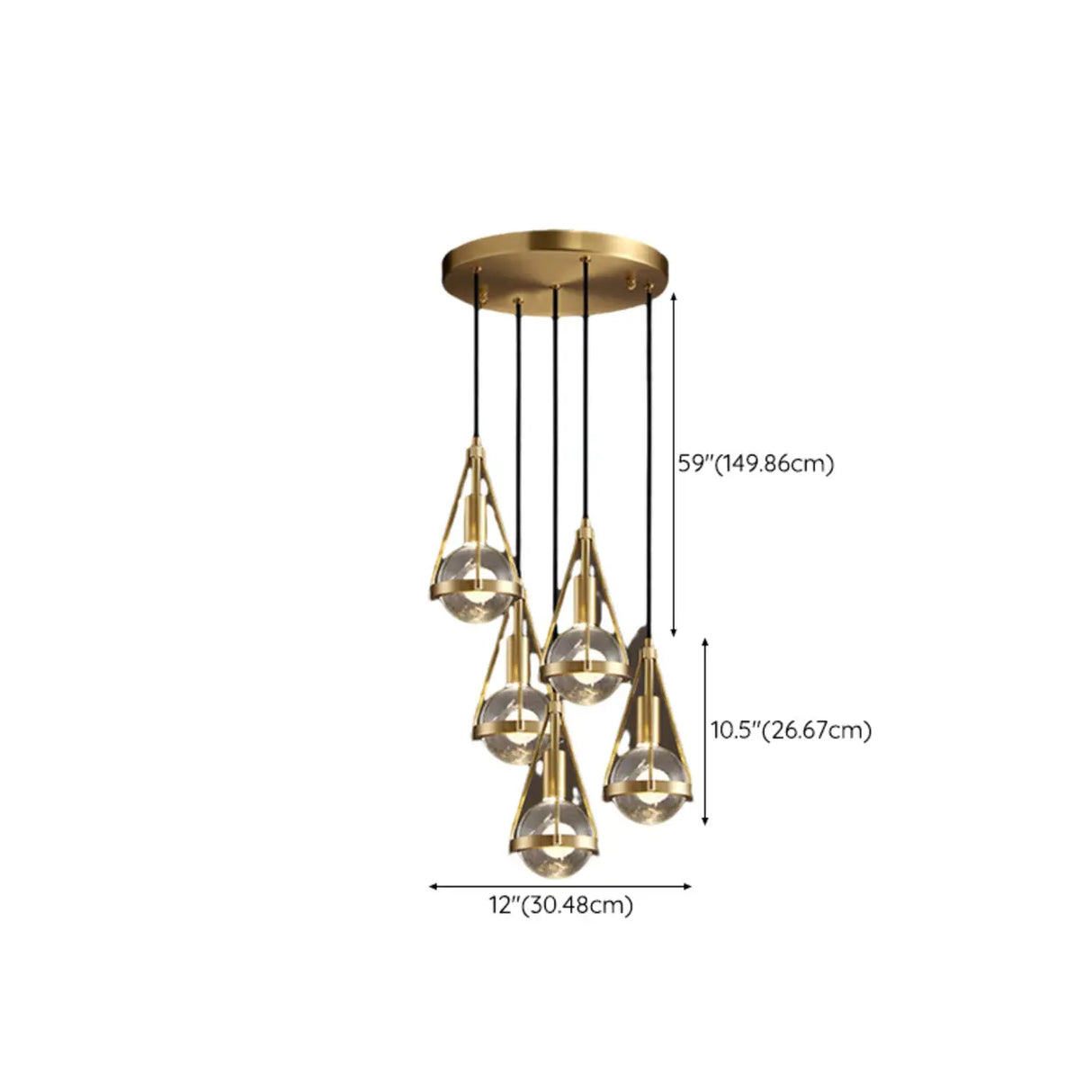 Industrial Bedroom Gold Clear Crystal Globe Pendant Light Image - 16