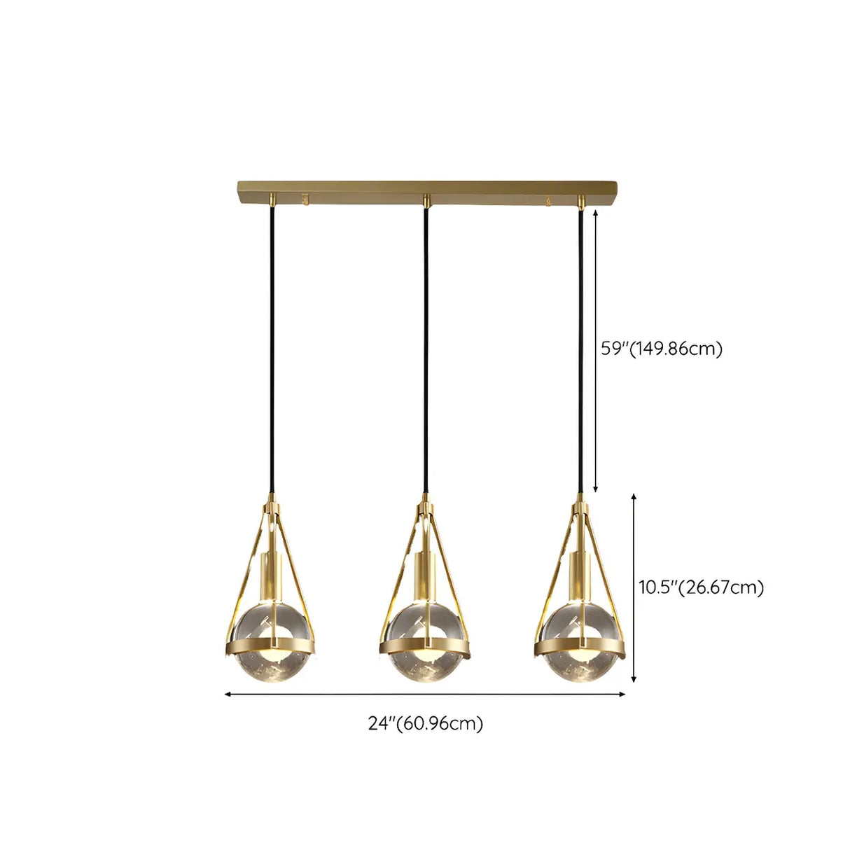 Industrial Bedroom Gold Clear Crystal Globe Pendant Light Image - 17