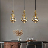 Industrial Bedroom Gold Clear Crystal Globe Pendant Light Image - 4