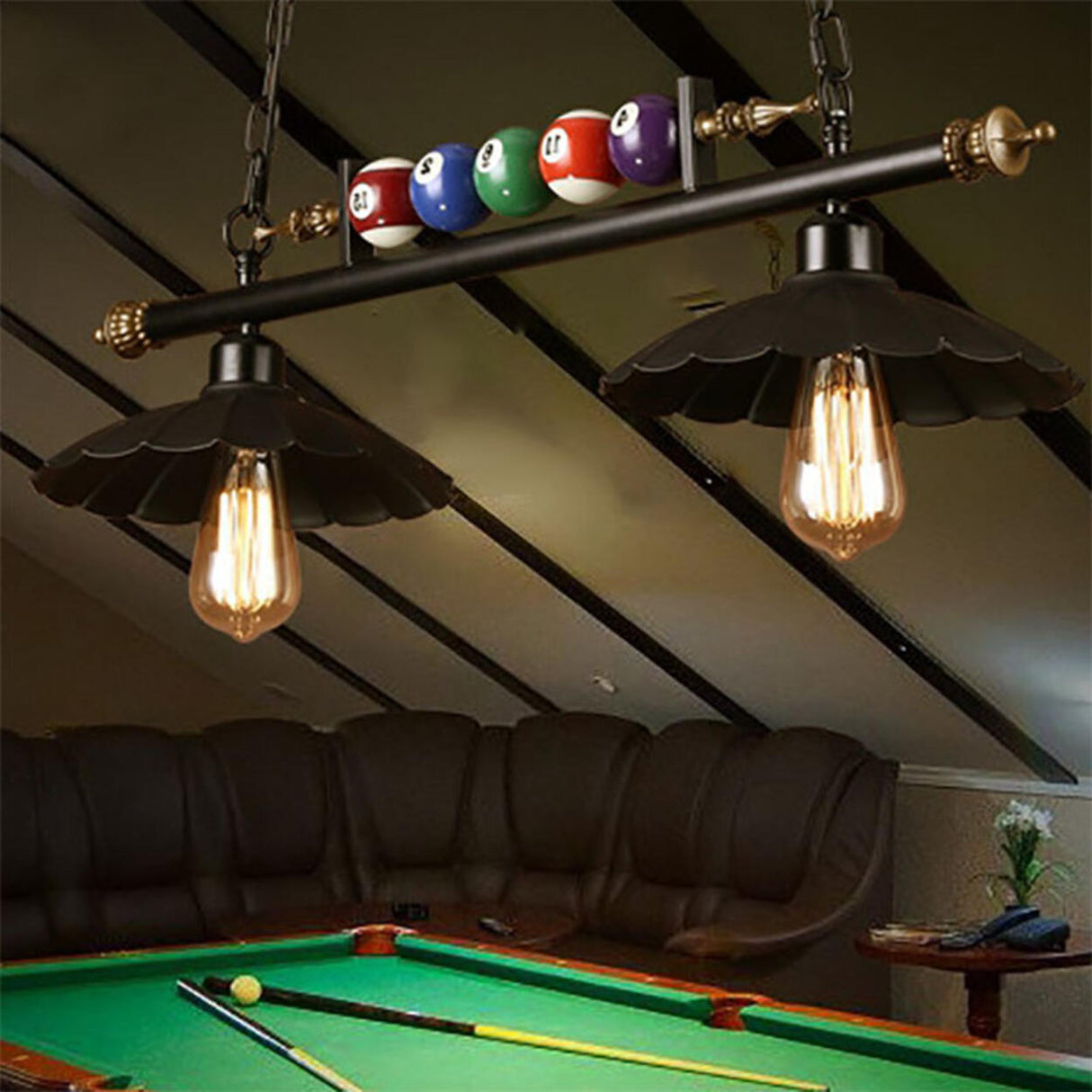 Industrial Billiards-Themed Dome Island Pendant Light Image - 13