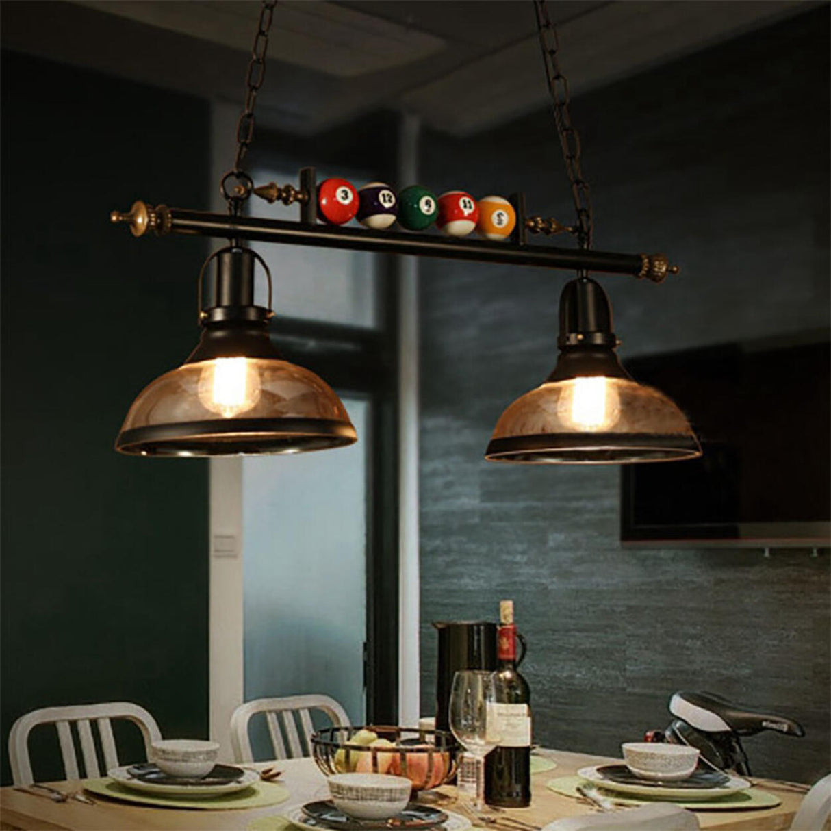 Industrial Billiards-Themed Dome Island Pendant Light Image - 4