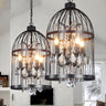 Industrial Birdcage Candle and Crystal Pendant Chandelier Image - 1