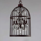 Industrial Birdcage Candle and Crystal Pendant Chandelier Image - 10